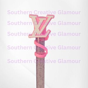 Fashion Pink & White Silicone Straw Topper  - Straw Cover. Fits 10mm & Stanley